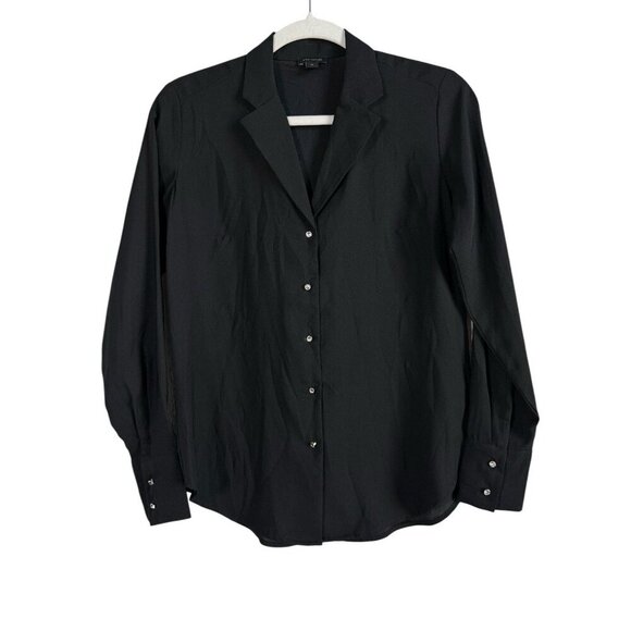 Ann Taylor Women's XS Black Long Sleeve Blouse Faux Diamond’s Buttons Career - Picture 1 of 9